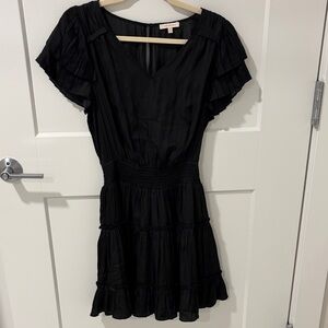 Skies Are Blue Black Ruffled Mini Dress